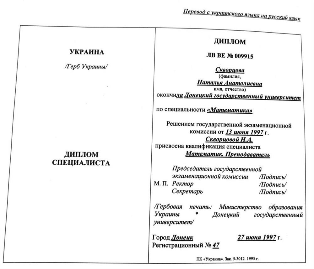 Диплом о высшем образовании 