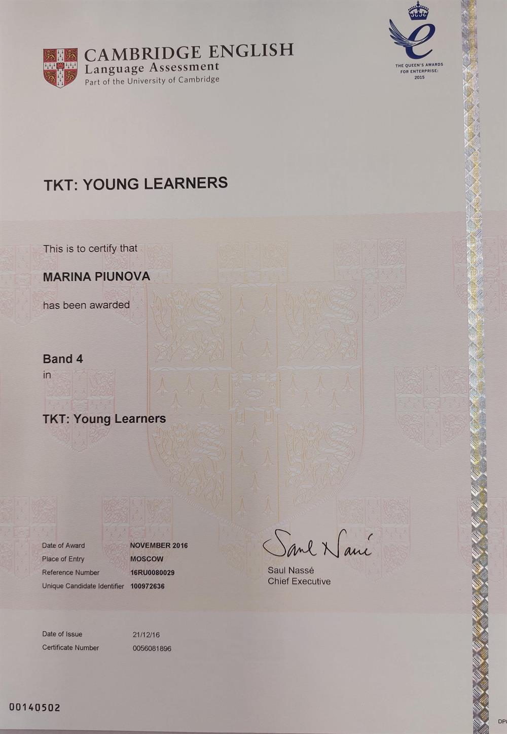 TKT: Young Learners (Band 4)