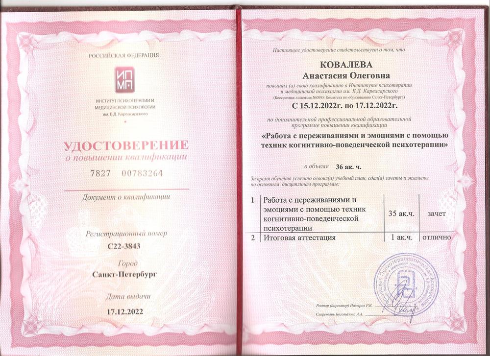 Когнитивно-поведенческая терапия (7 ступень)