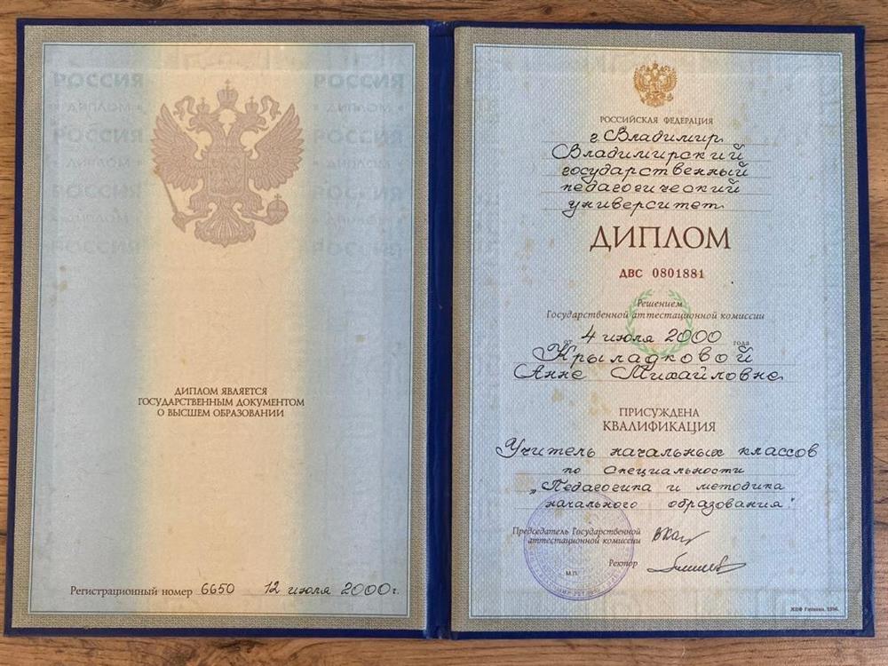 Диплом учителя начальных классов