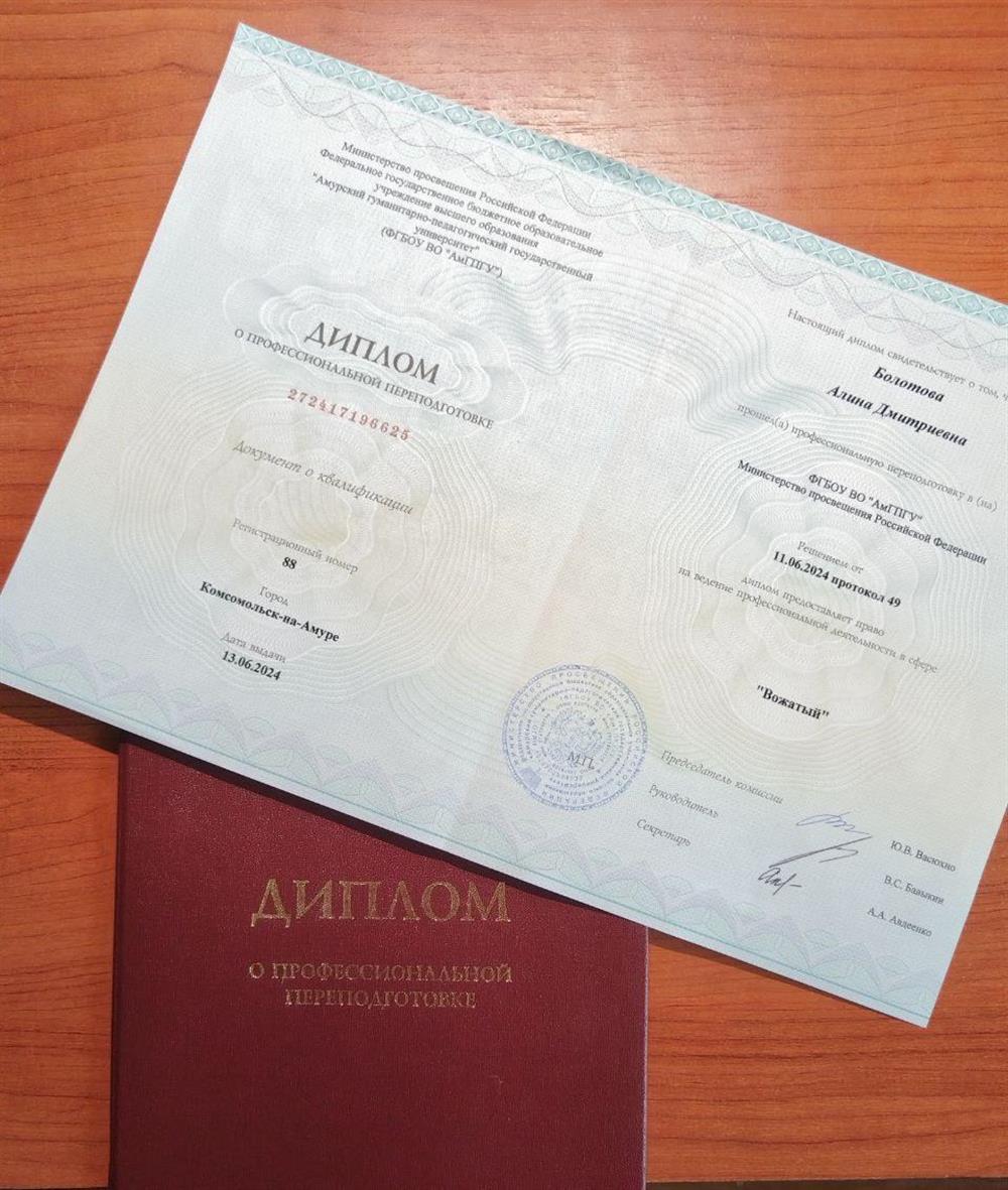 Диплом о профессиональной переподготовке