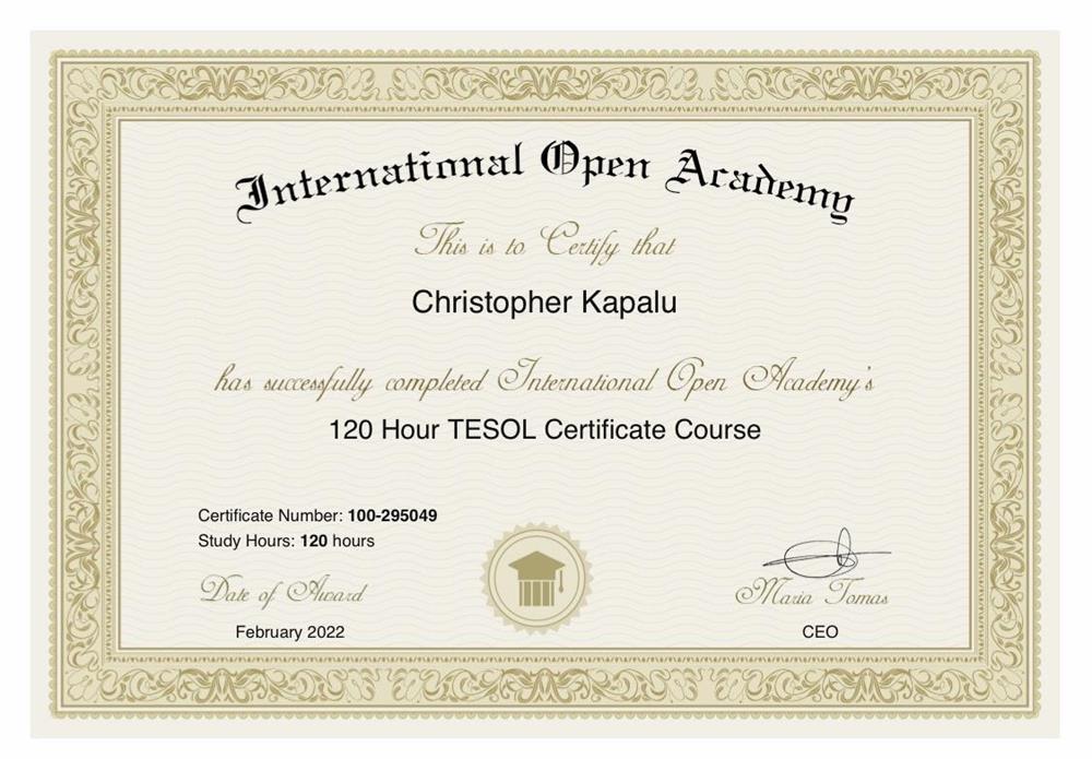 120 Hour TESOL Certificate 