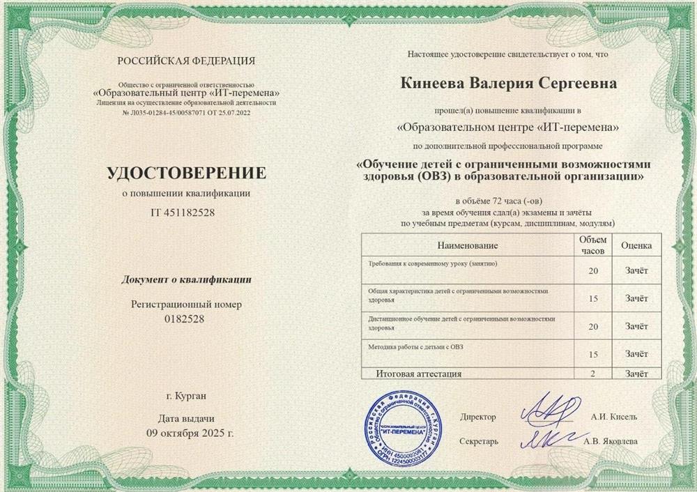 Удостоверение повышения квалификации 