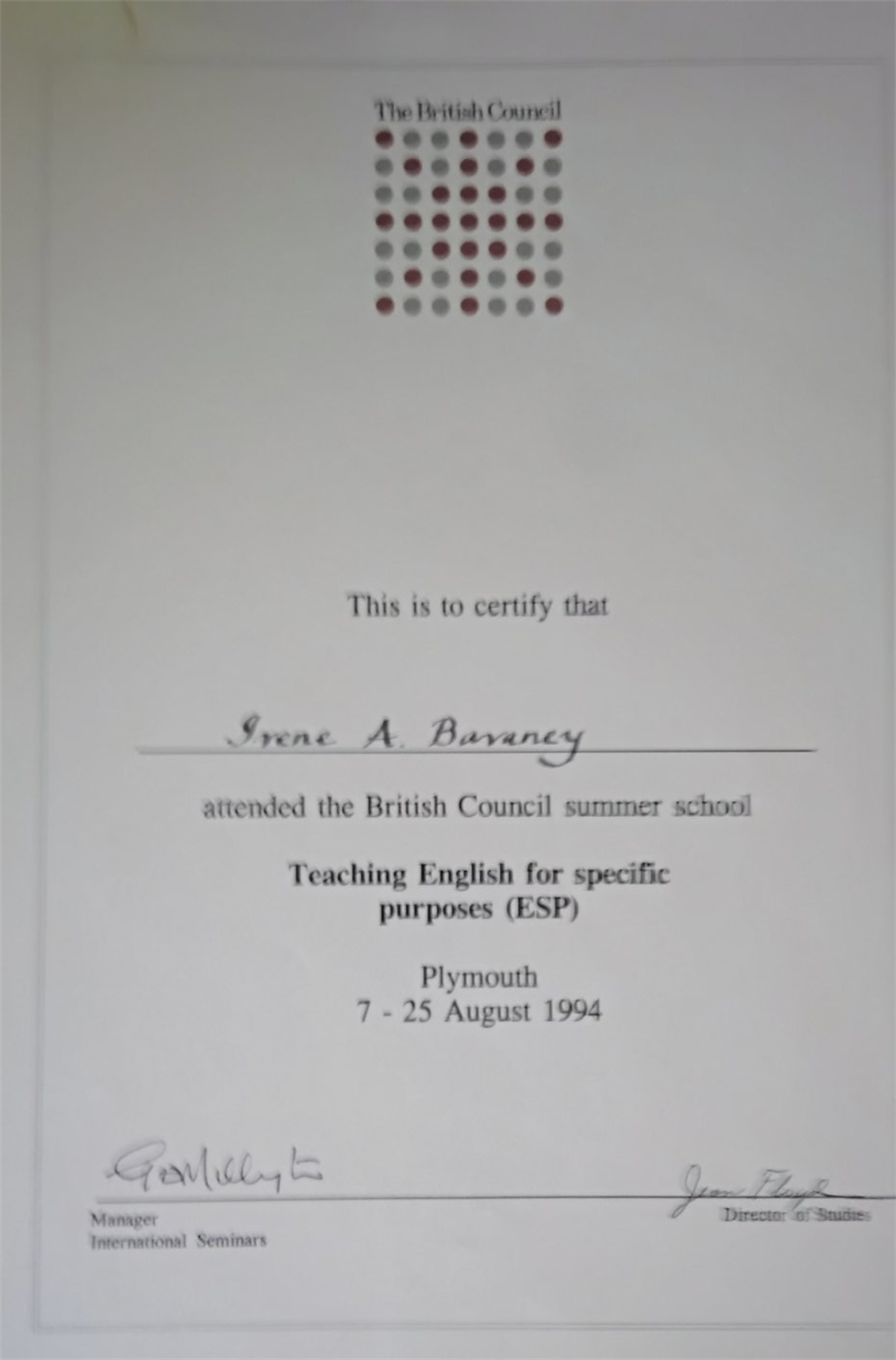 Great Britain, Plymouth       Course in Teaching English for Specific Purposes