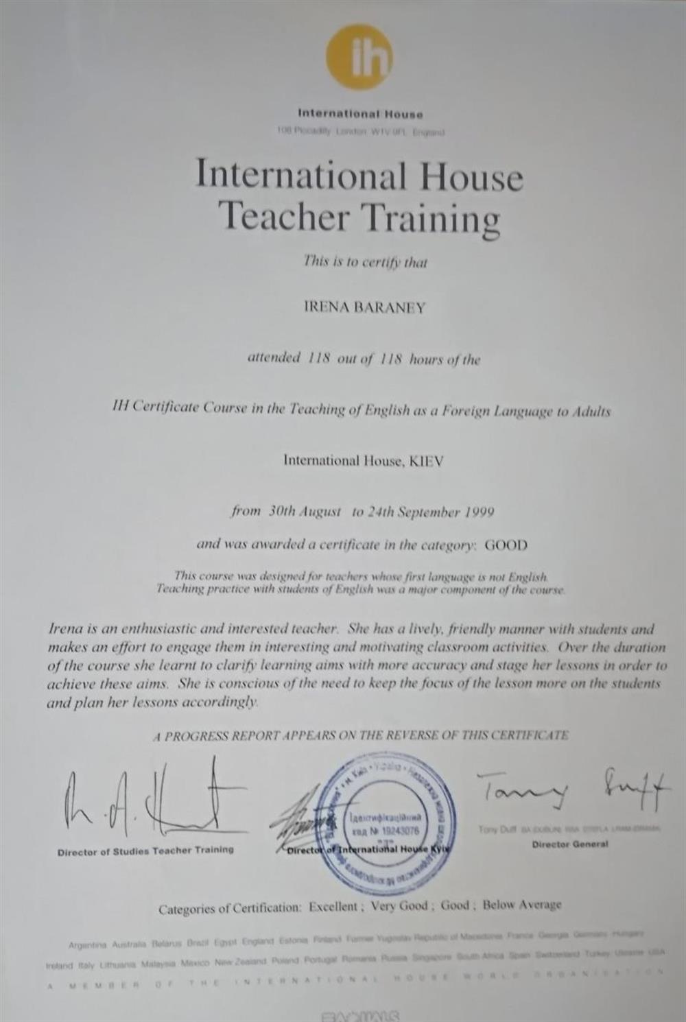 International House Kiev       Teacher Training Course in the Teaching of English as a Foreign Language to Adults