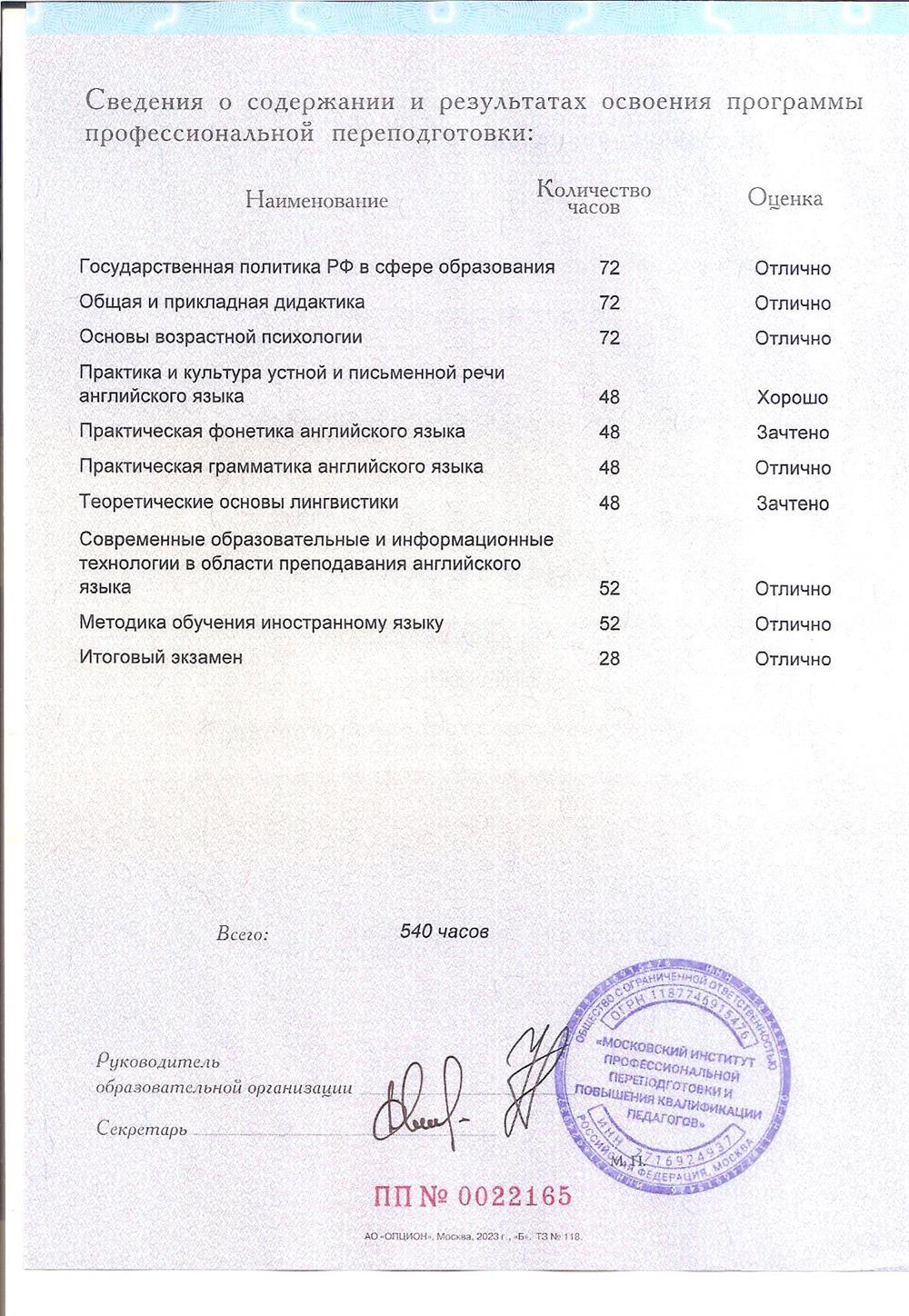 Приложение к диплому
