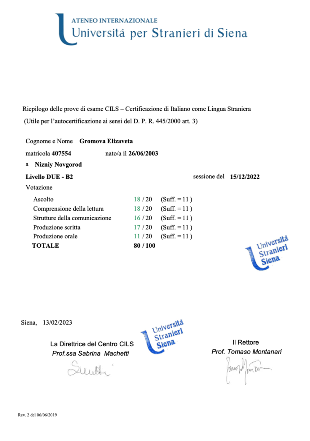 Сертификат CILS B2