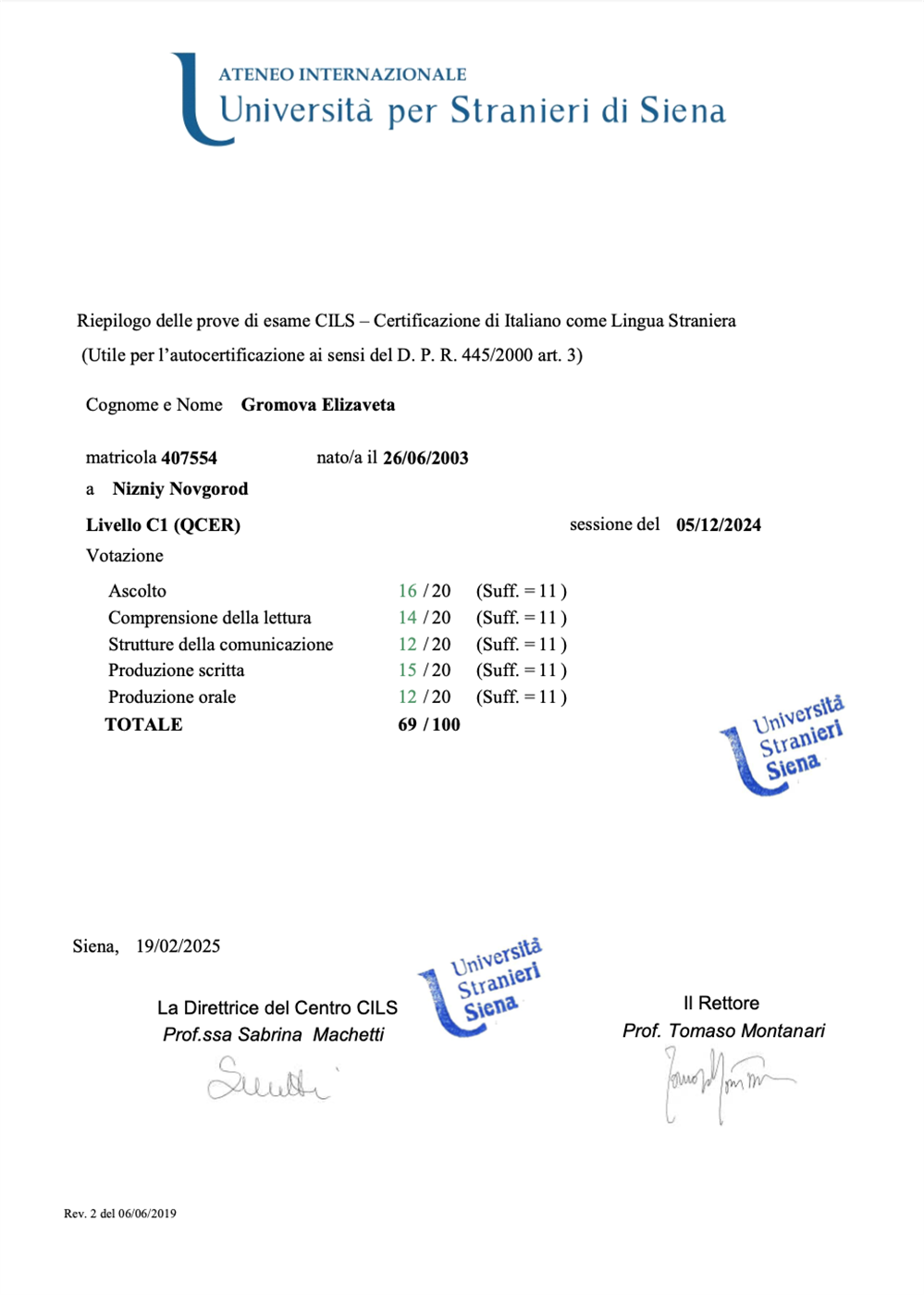 Сертификат CILS C1