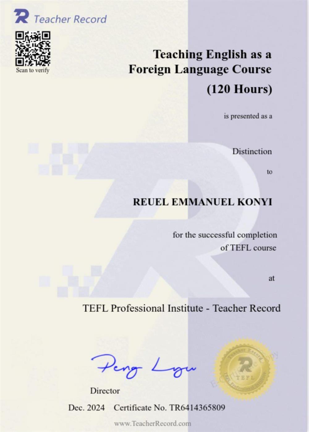 Сертификат TEFL