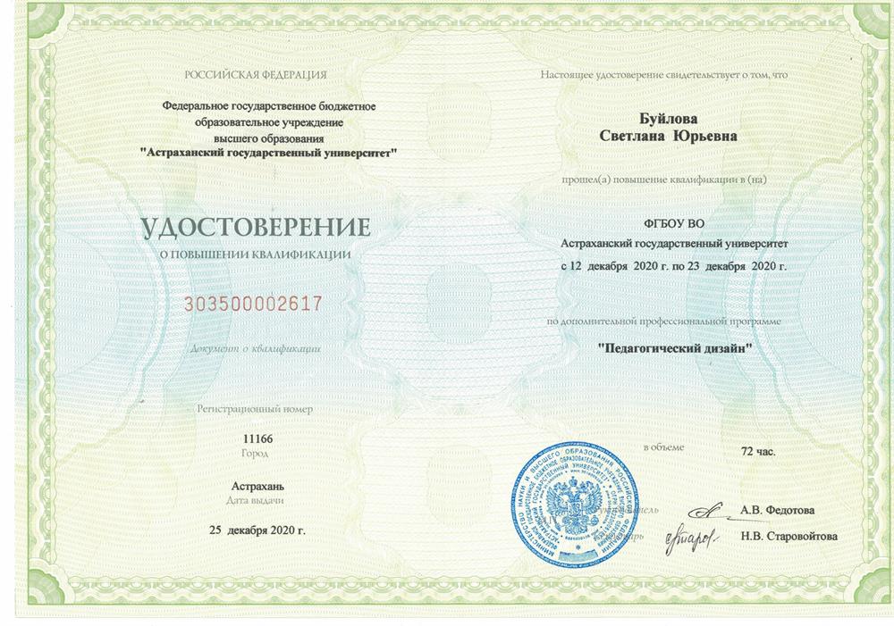 Удостоверение о повышении квалификации