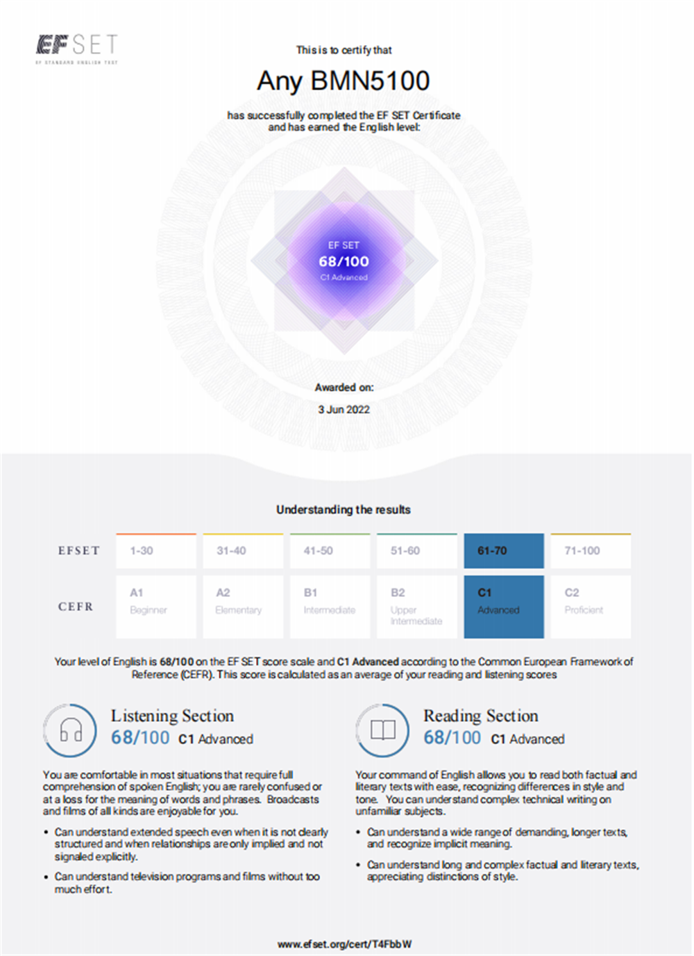 EF Standard English Test