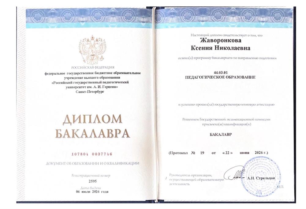 Диплом о высшем образовании (бакалавриат)  