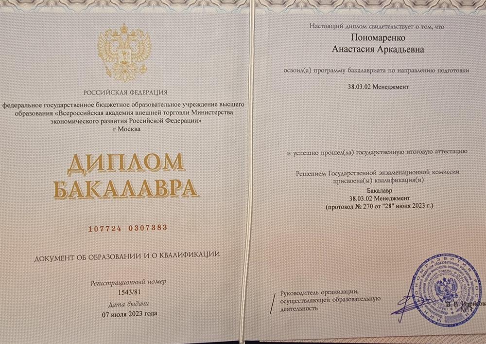 Диплом об окончании академии