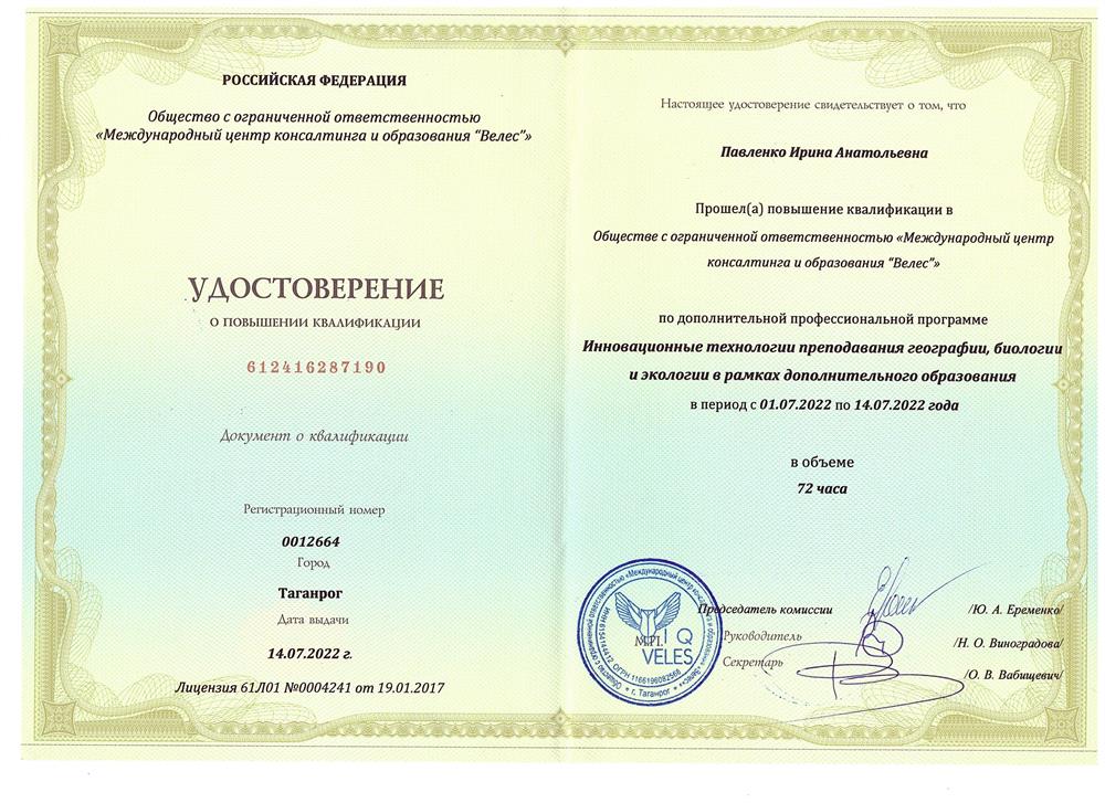 Удостоверение о прохождении квалификации
