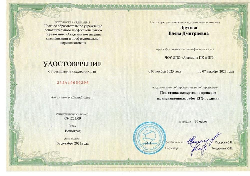 Удостоверение о повышении квалификации