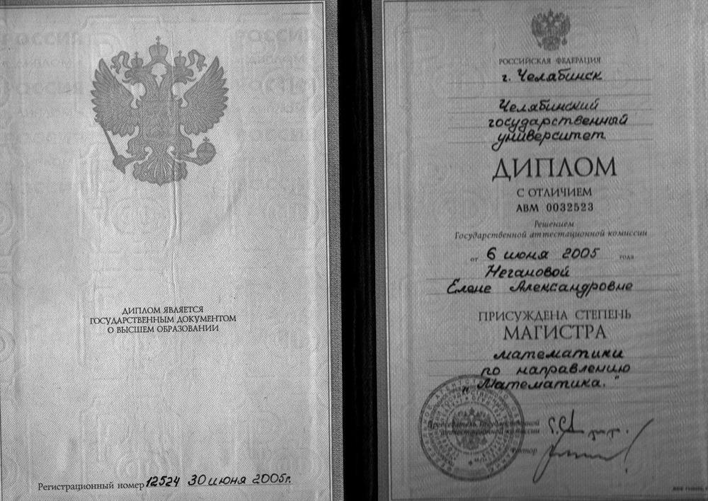 Диплом магистра математики