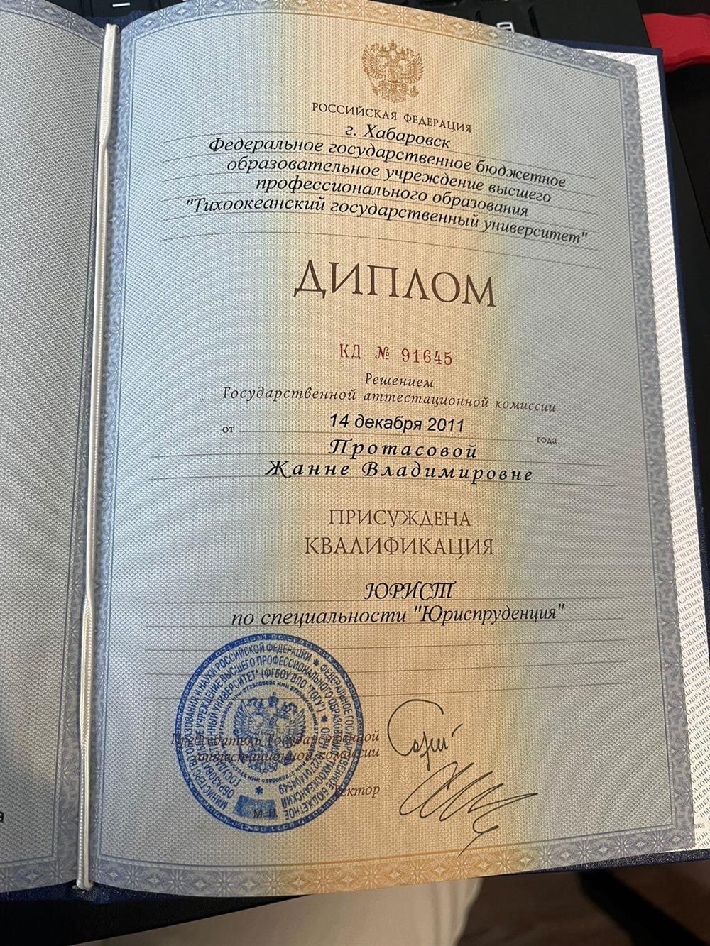 Диплом о юридическом образовании