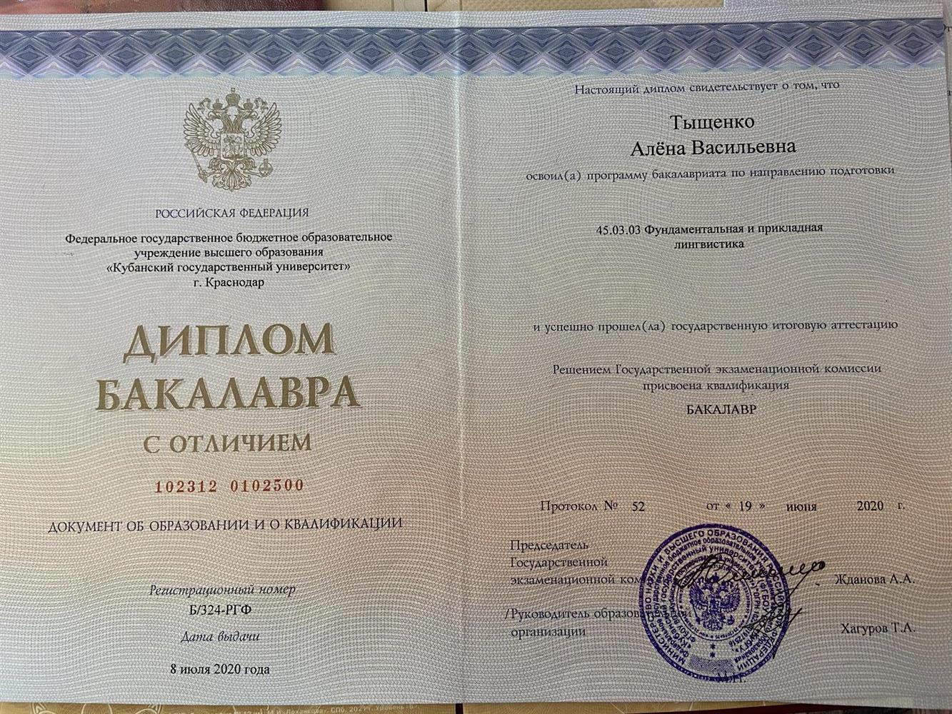 Диплом бакалавра 