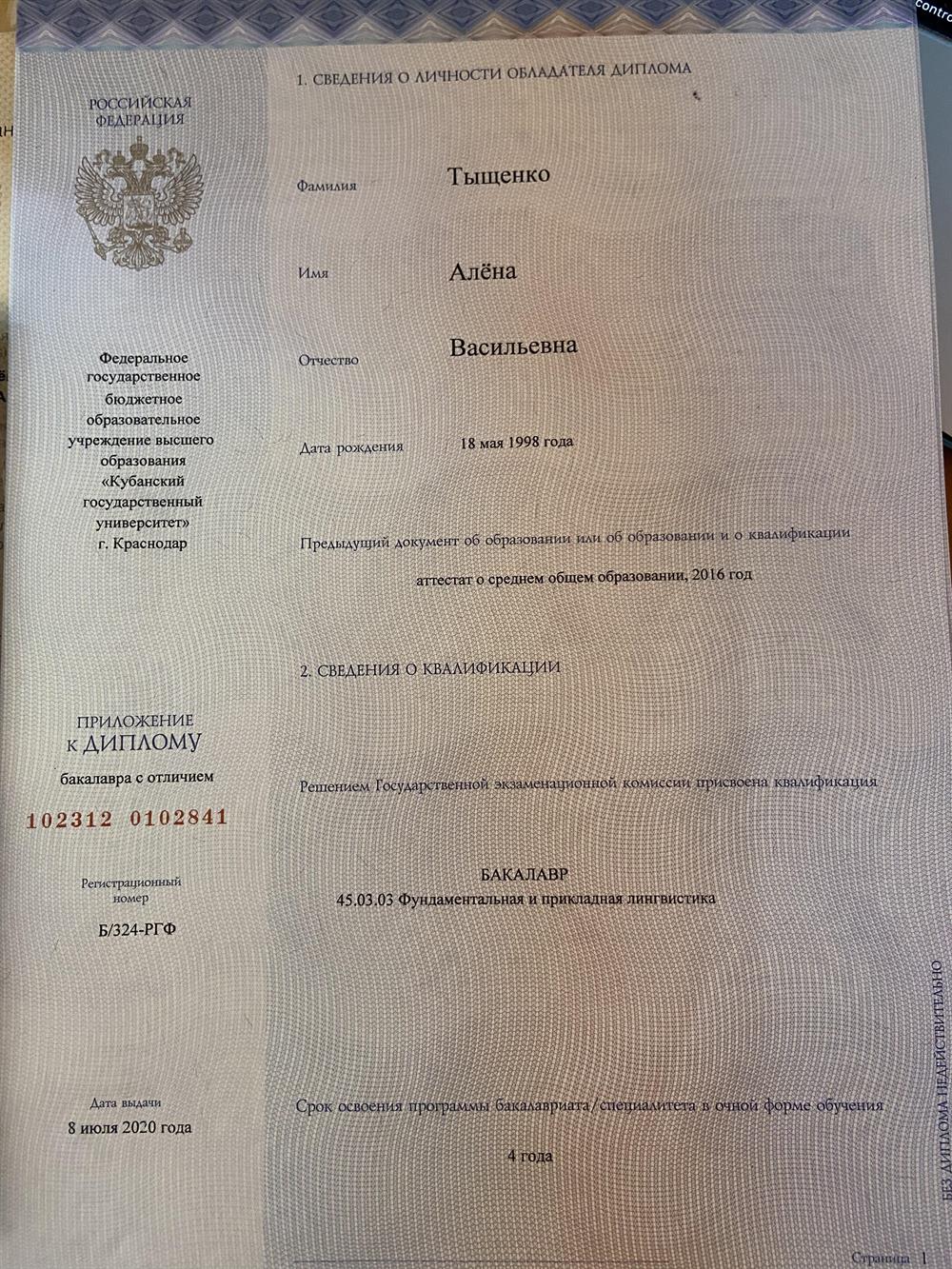 Диплом бакалавра 