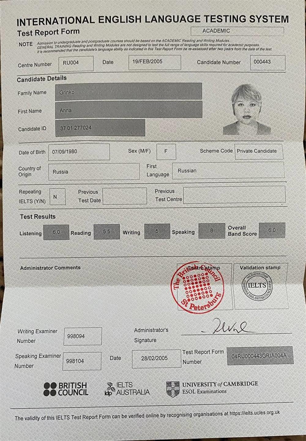 Сертификат IELTS