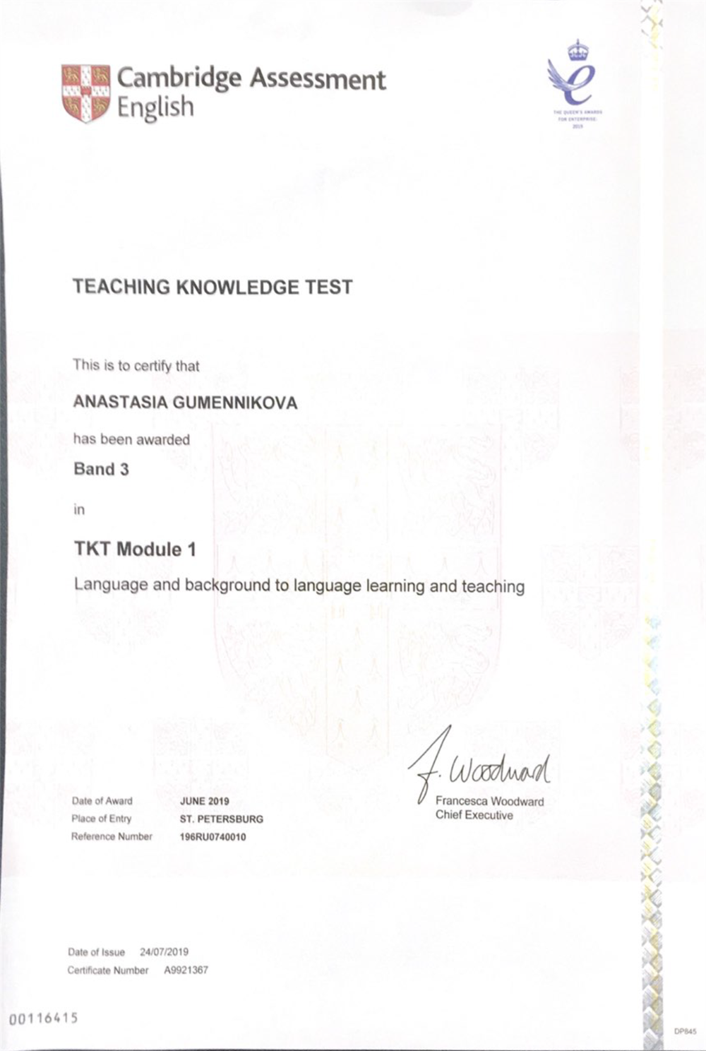 Cambridge Teaching Knowledge Test, Module 1