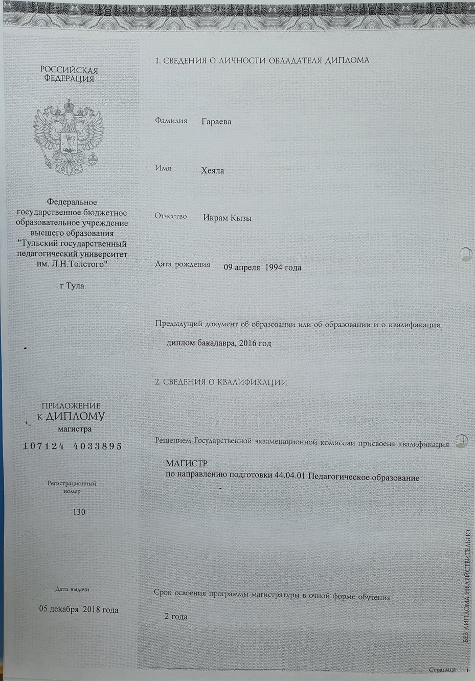 Диплом магистра 