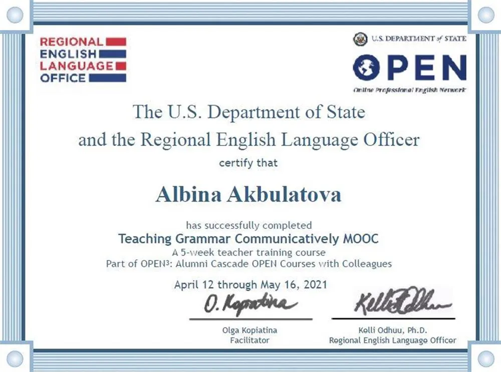 The U.S. Department of State and the Regional English Language Officer "Teaching Grammar Communicatively"
