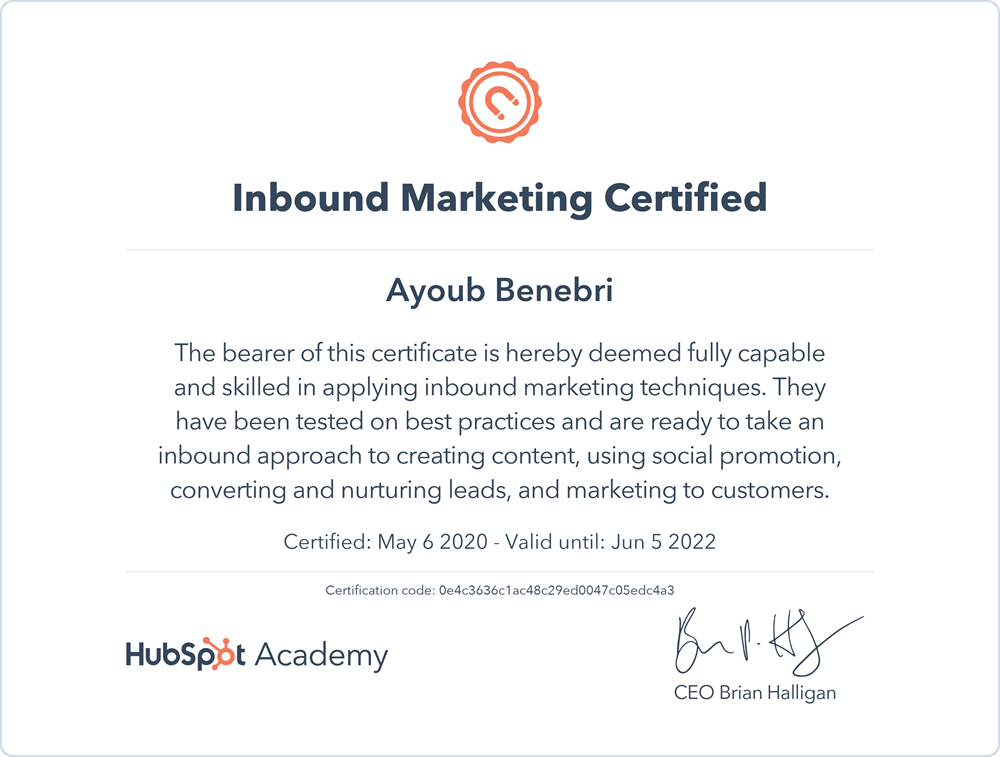 Inbound Marketing Certified