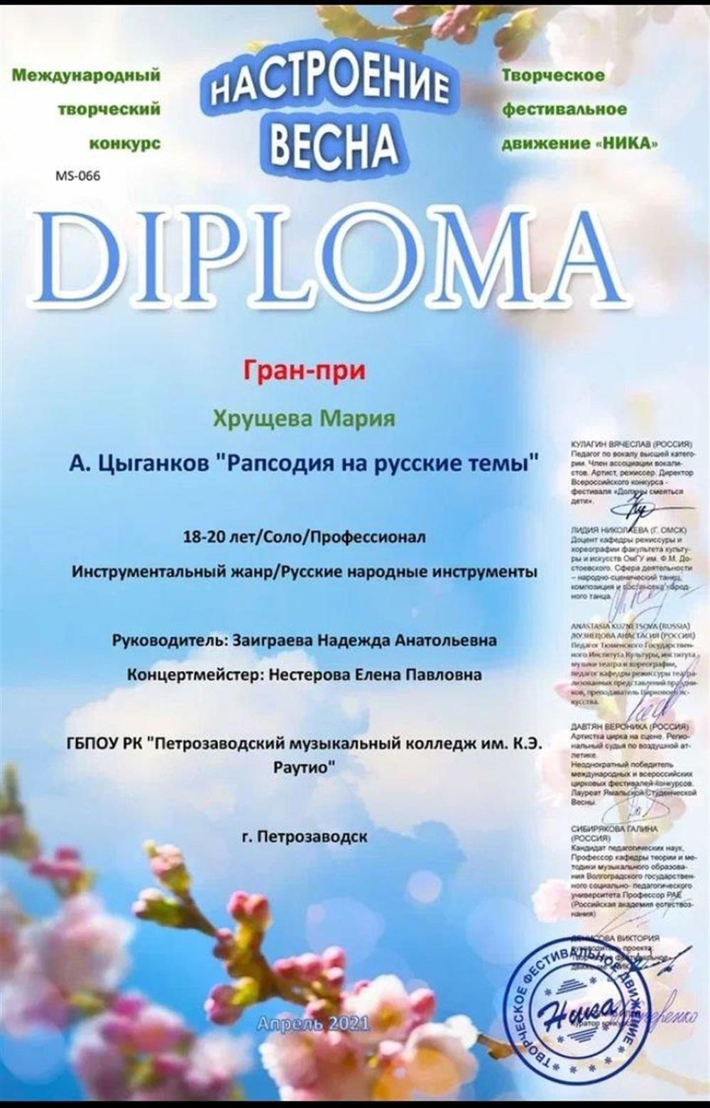 Диплом 2021 Гран-при