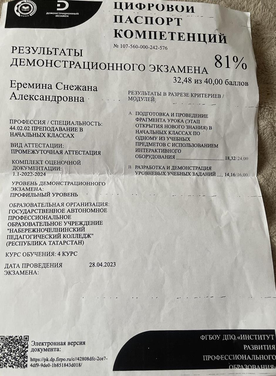 Цифровой паспорт компетенций
