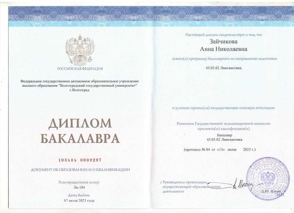 диплом бакалавра 