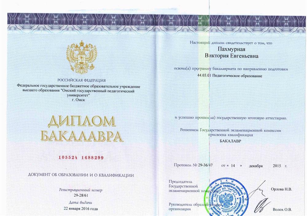 ДИПЛОМ О ВЫСШЕМ ОБРАЗОВАНИИ
