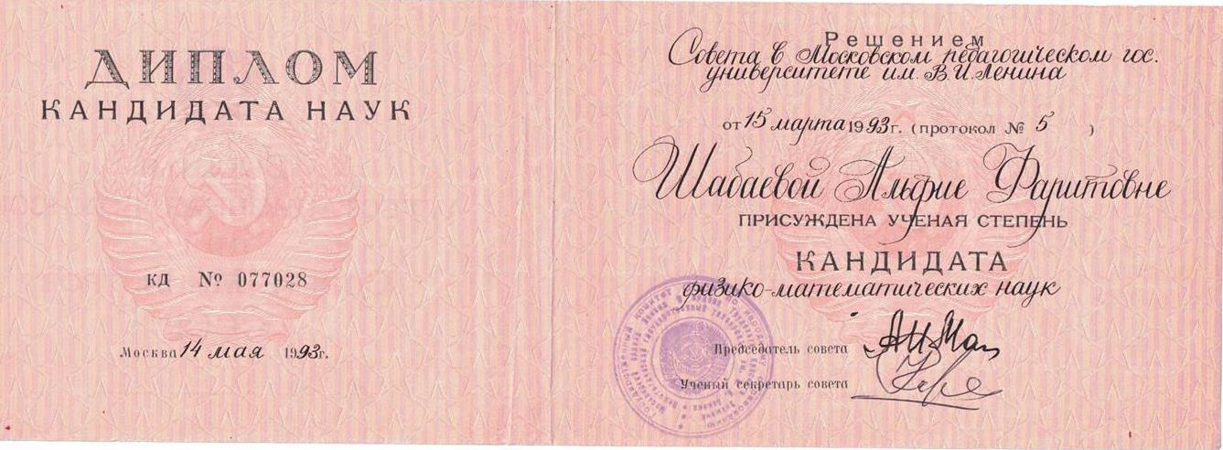 Диплом кандидата наук