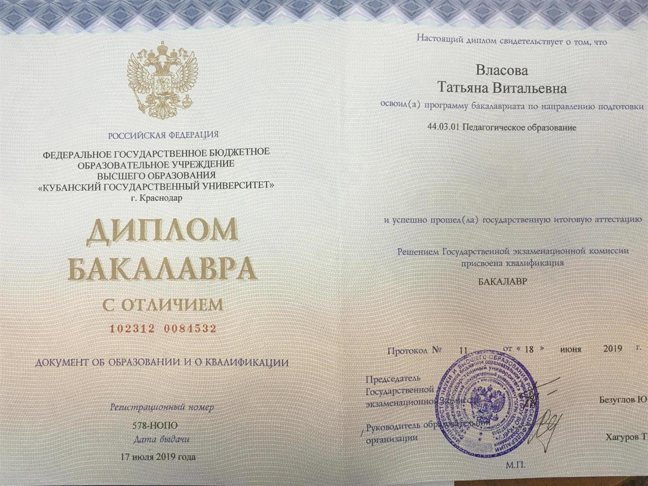Диплом бакалавра 