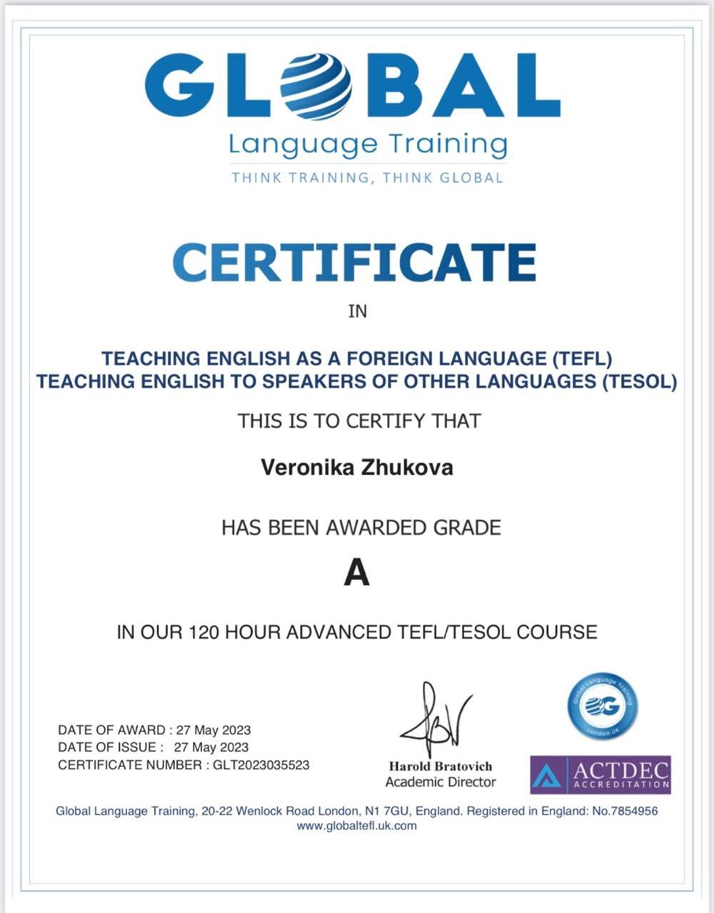 Certificate TESOL/TEFL 