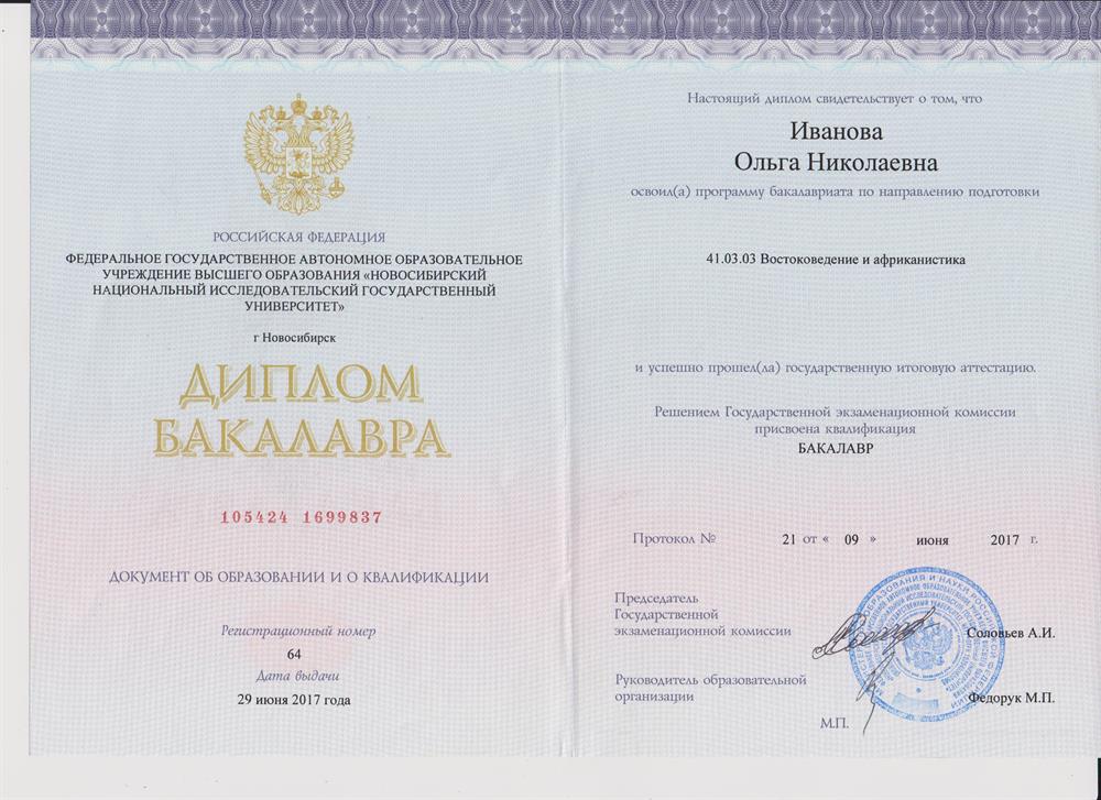 Диплом бакалавра
