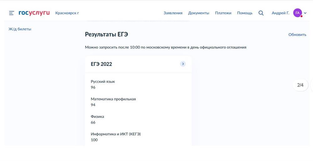 Результаты ЕГЭ