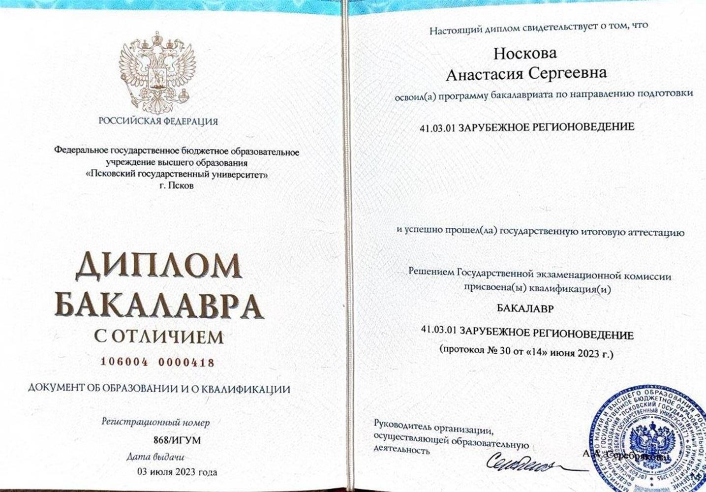 Диплом бакалавра с отличием 2023