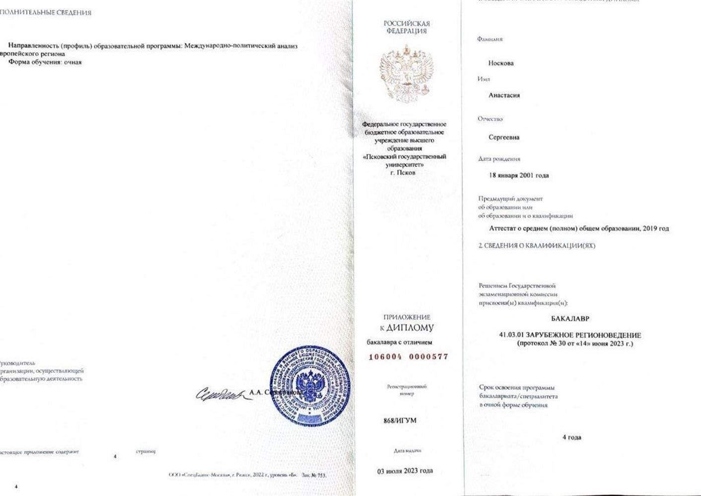 Диплом бакалавра с отличием 2023