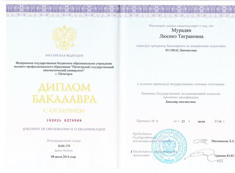 Диплом бакалавра лингвистики