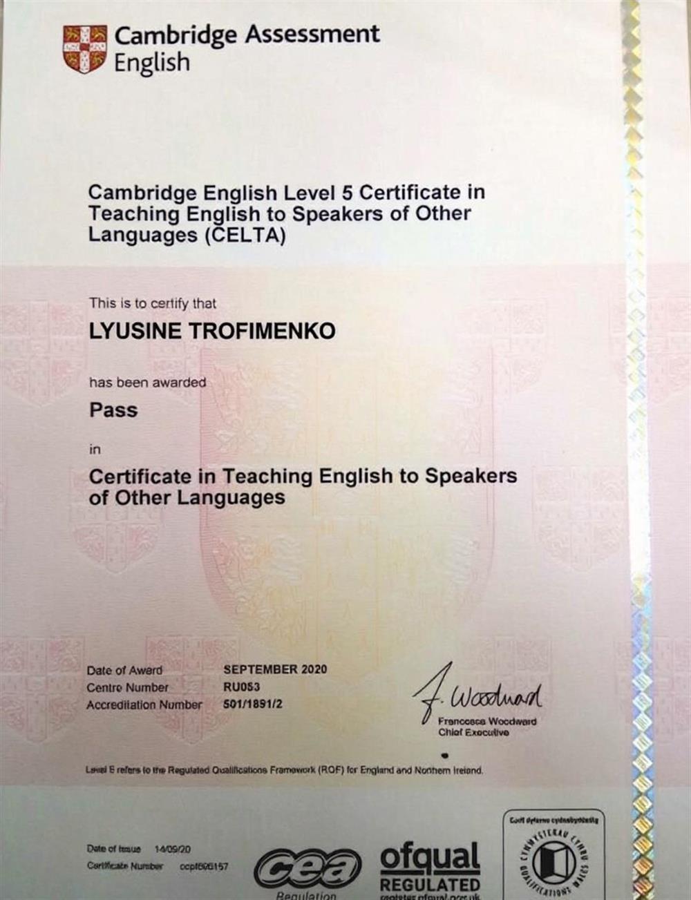 Cambridge Level 5 Certificate 