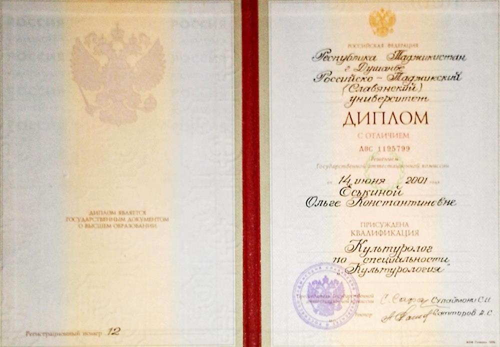 Диплом о высшем профессиональном профильнлм образовании