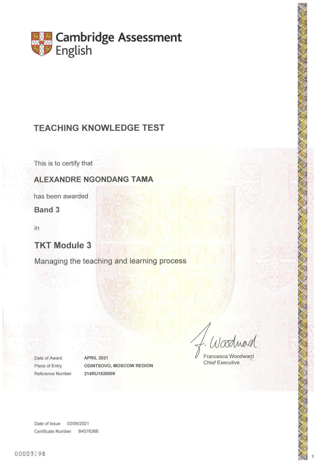 Teaching Knowledge Test Module 3