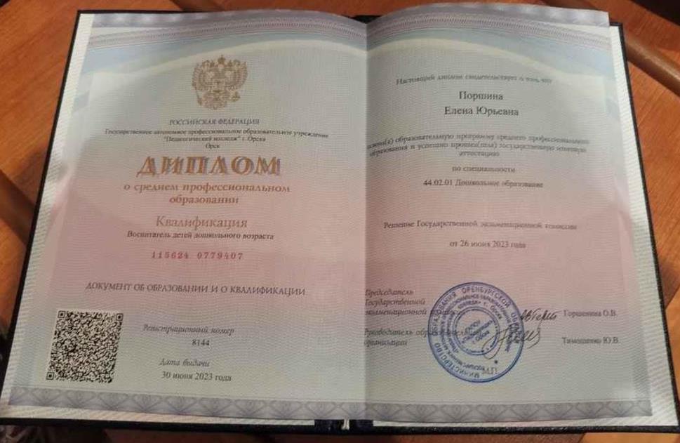 Диплом о профессиональном образовании