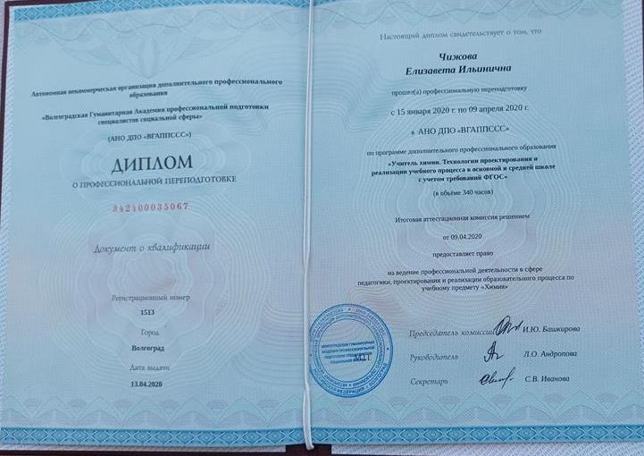 Диплом учителя химии 