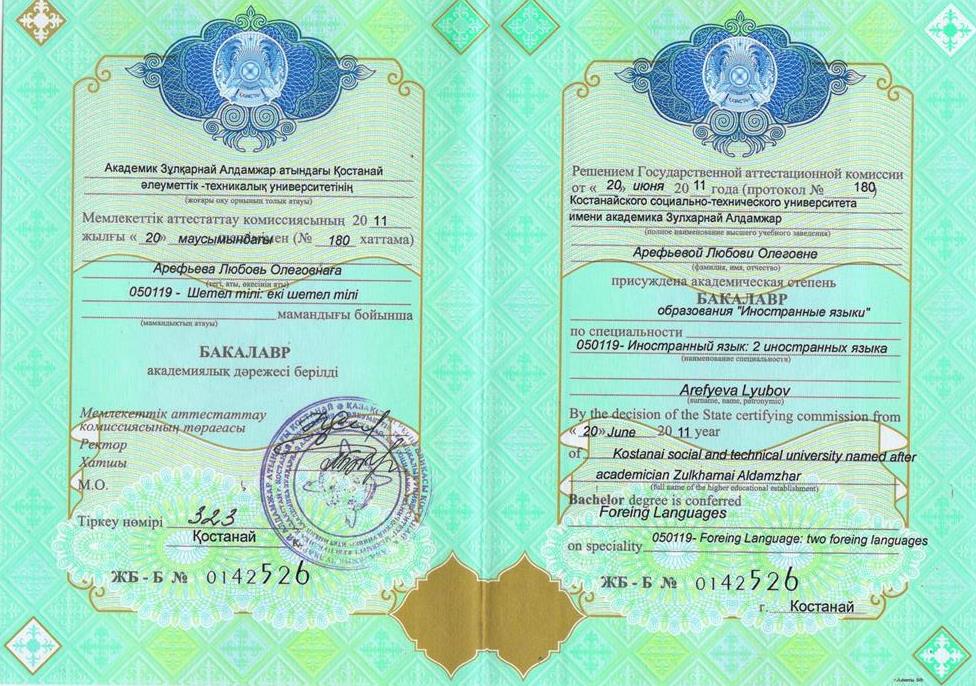Диплом о высшем образовании
