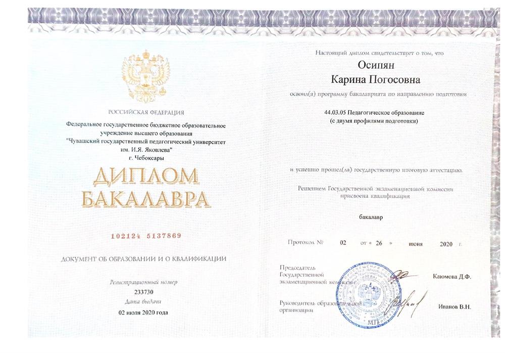 Диплом бакалавра. Педагогическое образование (немецкий и английский языки).