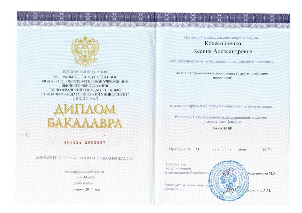 Диплом бакалавра 