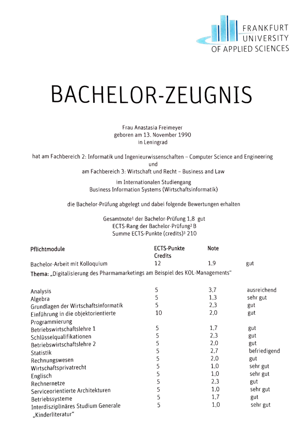 Диплом бакалавра _ Frankfurt University of Applied Sciences