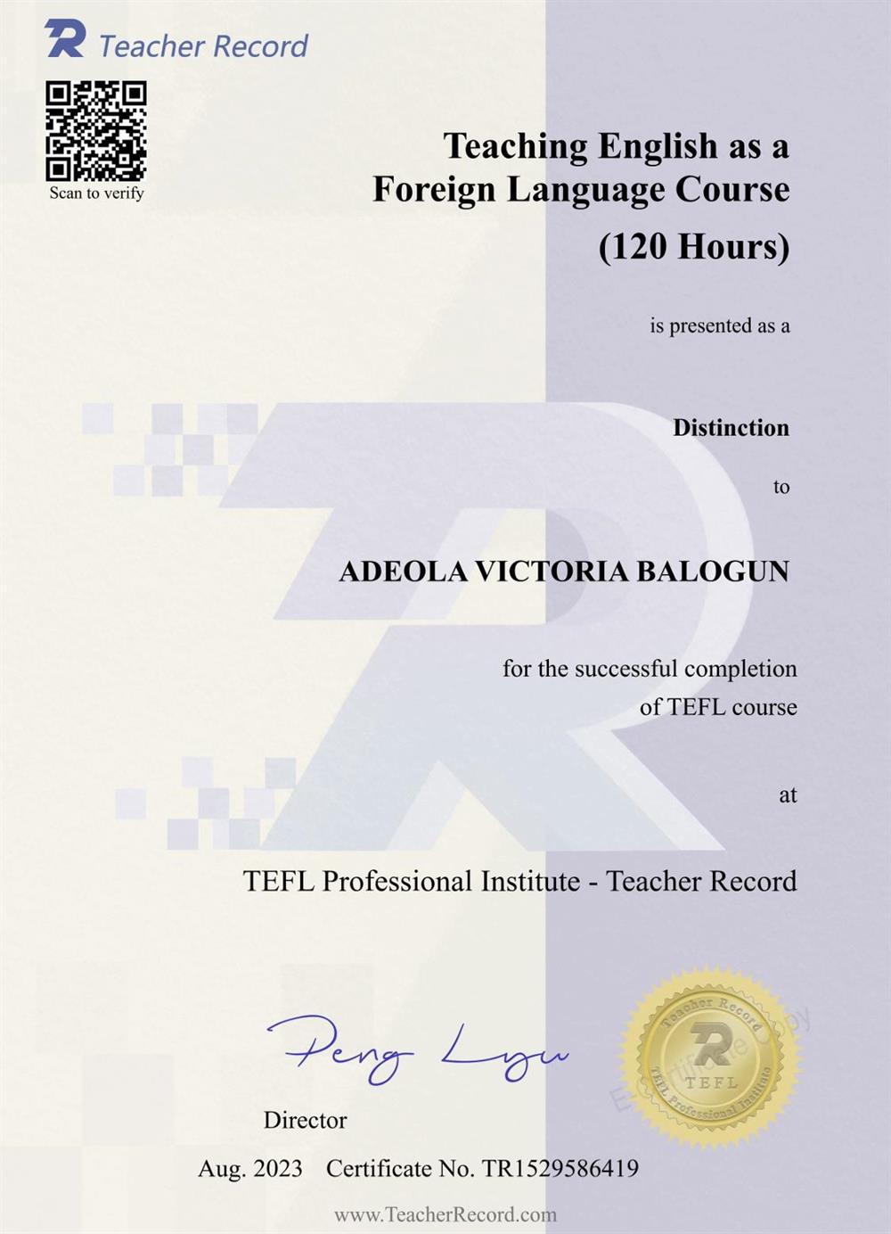 Certificate Tefl 